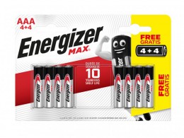 Energizer MAX AAA Alkaline Batteries (Pack 4 + 4 FREE) £4.49